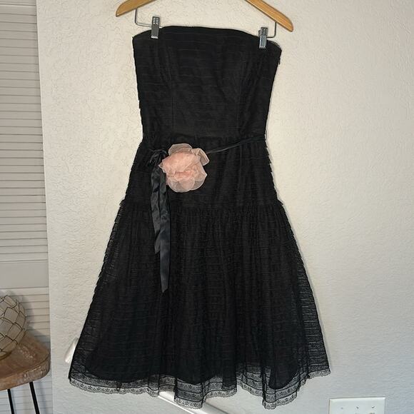 Chetta B Black Strapless Dress with Pink Accent - Picture 1 of 10